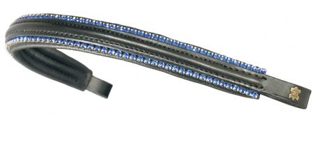 Browband with two rows of Swarovski crystal (diamante browbands), padded leather show Browbands.