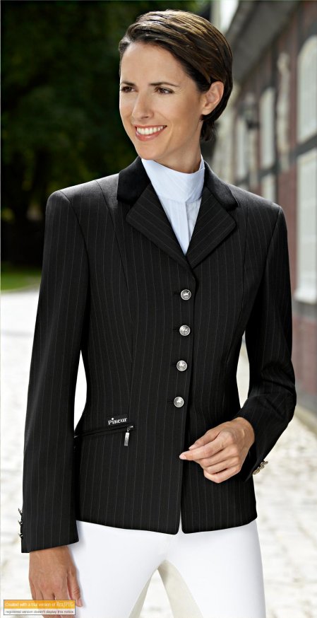 Skarlett brown pinstripe Show Jacket with velvet collar